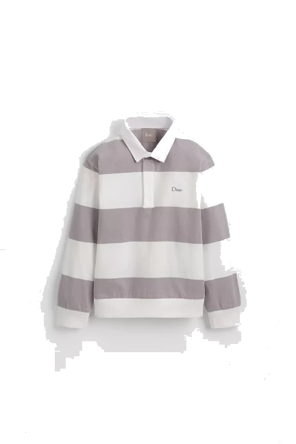 Kids' Long-Sleeved Polo Shirt — Gray and White
