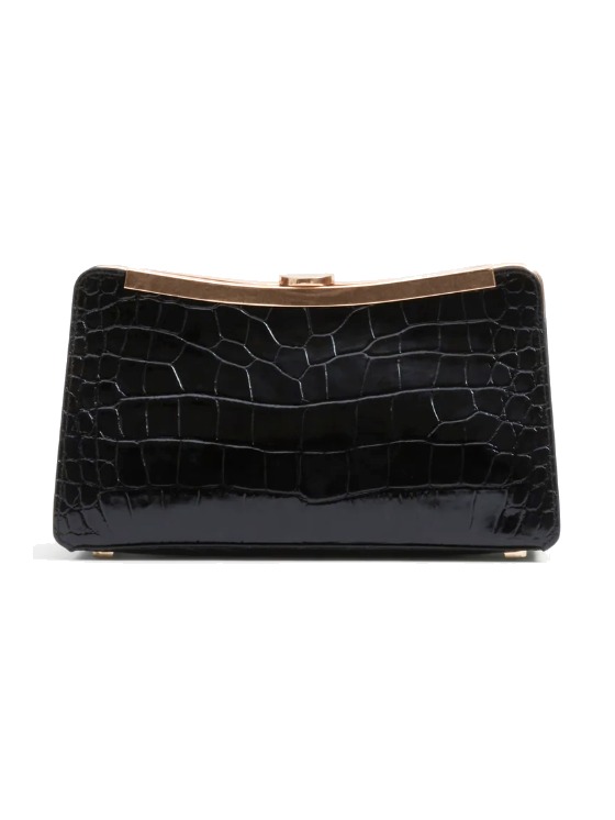 Solange Croc-Embossed Leather Clutch