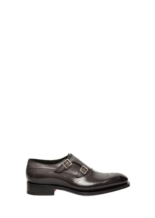 Kaj Brogue Leather Double-Monk Strap Loafers