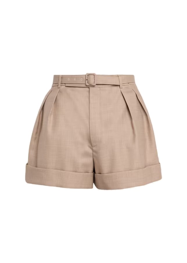 Wool and Cotton Tailored-Fit Belted Shorts