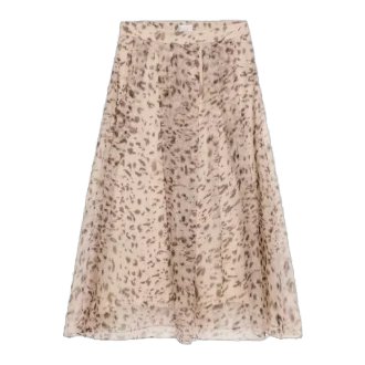 Printed Silk A-Line Midi Skirt
