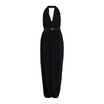 Backless Draped Crepe Maxi Dress