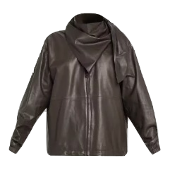 Leather Scarf Zipped Jacket