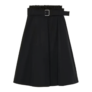 Belted Double-Waistband Midi A-Line Skirt