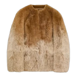 Degradé Lamb Shearling Collarless Jacket