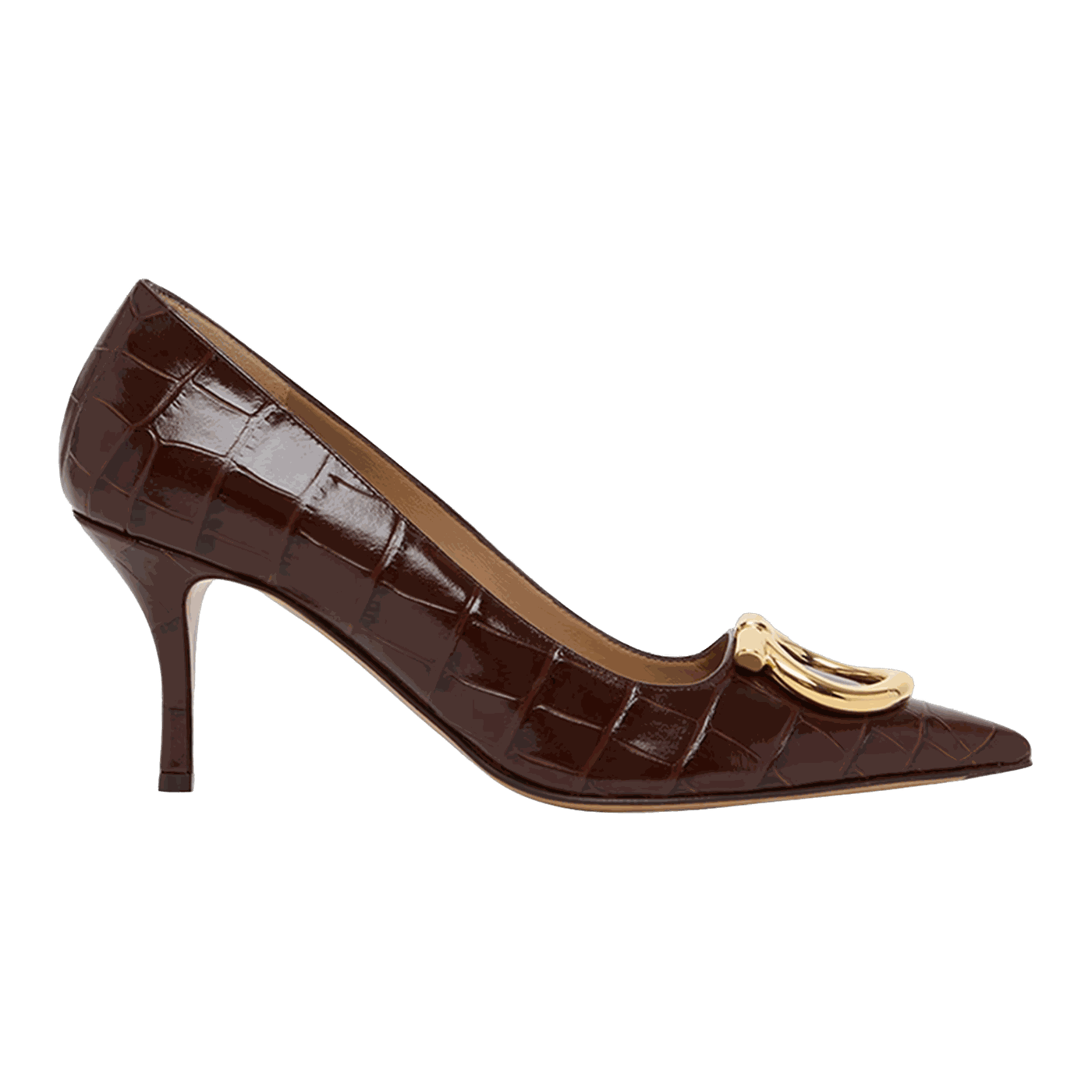Croc-Embossed Leather Pumps