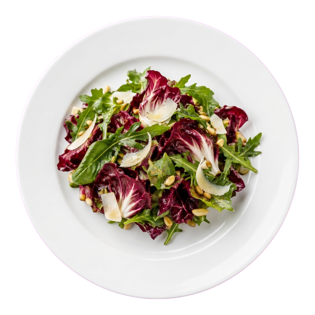 Radicchio salad on a white porcelain plate